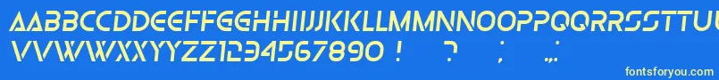 Czcionka Olga Italic – żółte czcionki na niebieskim tle