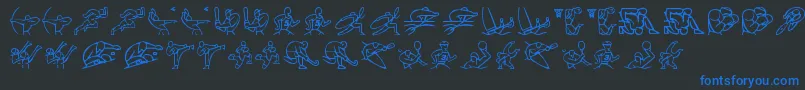 Olimpic Icons 1 Font – Blue Fonts on Black Background