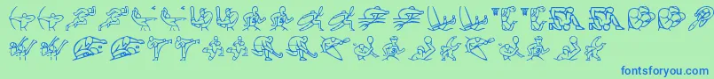 フォントOlimpic Icons 1 – 青い文字は緑の背景です。