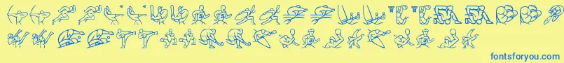 Olimpic Icons 1 Font – Blue Fonts on Yellow Background