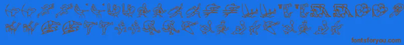 Olimpic Icons 1-Schriftart – Braune Schriften auf blauem Hintergrund