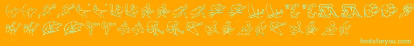 Olimpic Icons 1-Schriftart – Grüne Schriften auf orangefarbenem Hintergrund