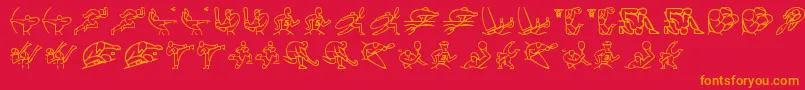 フォントOlimpic Icons 1 – 赤い背景にオレンジの文字