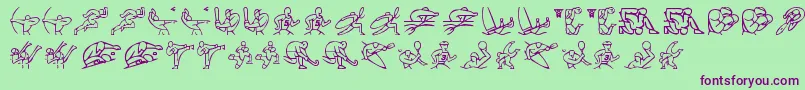 Olimpic Icons 1 Font – Purple Fonts on Green Background