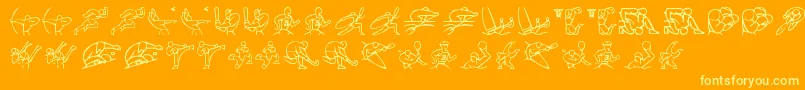 Olimpic Icons 1-Schriftart – Gelbe Schriften auf orangefarbenem Hintergrund