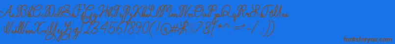 Olive free-Schriftart – Braune Schriften auf blauem Hintergrund