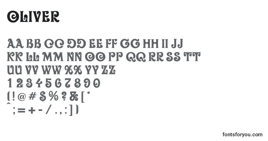 A fonte Oliver   (136017) – alfabeto, números, caracteres especiais