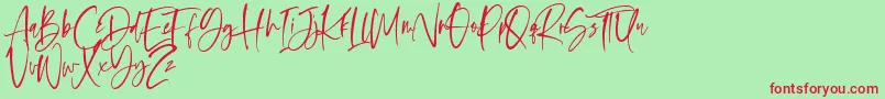 Fonte Oliver Notes – fontes vermelhas em um fundo verde