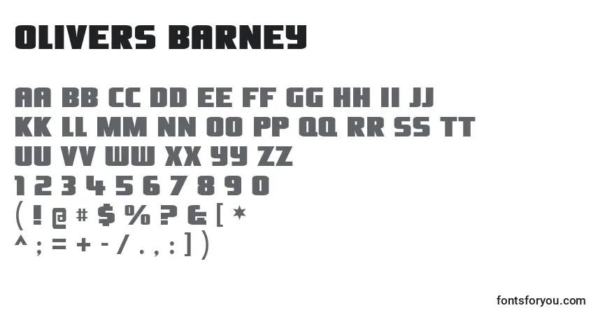 Czcionka Olivers barney – alfabet, cyfry, specjalne znaki