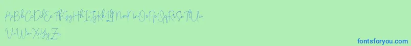 Olivia Demo-Schriftart – Blaue Schriften auf grünem Hintergrund