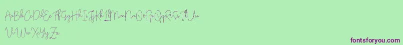 フォントOlivia Demo – 緑の背景に紫のフォント
