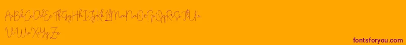 Olivia Demo-Schriftart – Violette Schriften auf orangefarbenem Hintergrund