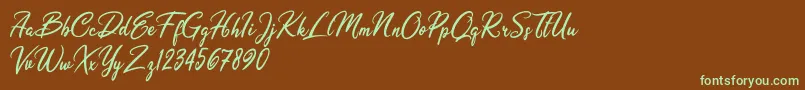 Czcionka Olivia Dhorgent – zielone czcionki na brązowym tle