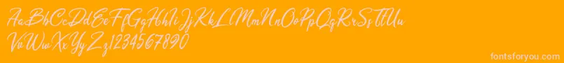 Olivia Dhorgent-Schriftart – Rosa Schriften auf orangefarbenem Hintergrund