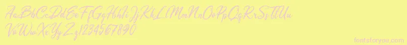 Czcionka Olivia Dhorgent – różowe czcionki na żółtym tle