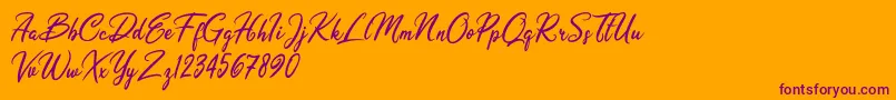 Czcionka Olivia Dhorgent – fioletowe czcionki na pomarańczowym tle