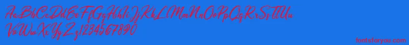 フォントOlivia Dhorgent – 赤い文字の青い背景
