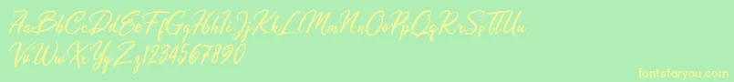 Olivia Dhorgent Font – Yellow Fonts on Green Background