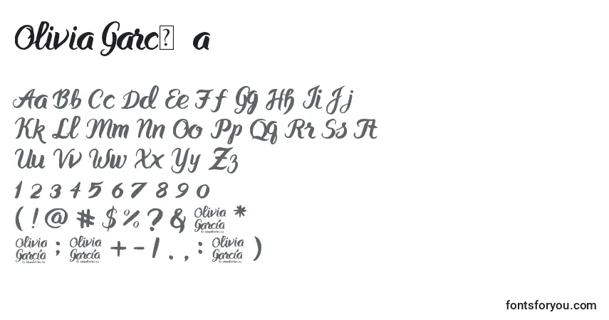 A fonte Olivia GarcР±a – alfabeto, números, caracteres especiais