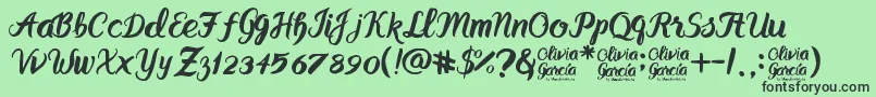 Olivia GarcР±a Font – Black Fonts on Green Background