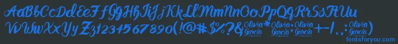 Olivia GarcР±a Font – Blue Fonts on Black Background
