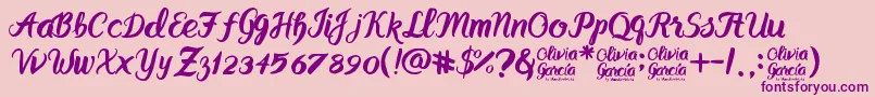 Olivia GarcР±a Font – Purple Fonts on Pink Background