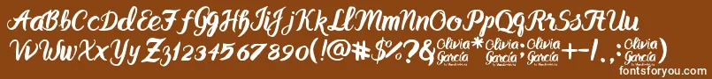 Olivia GarcР±a Font – White Fonts on Brown Background
