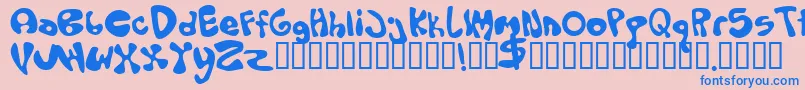 OLOPUS-Schriftart – Blaue Schriften auf rosa Hintergrund