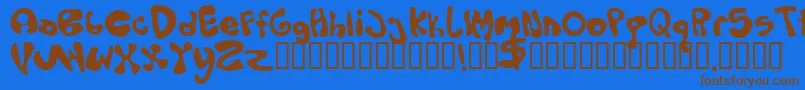 フォントOLOPUS – 茶色の文字が青い背景にあります。