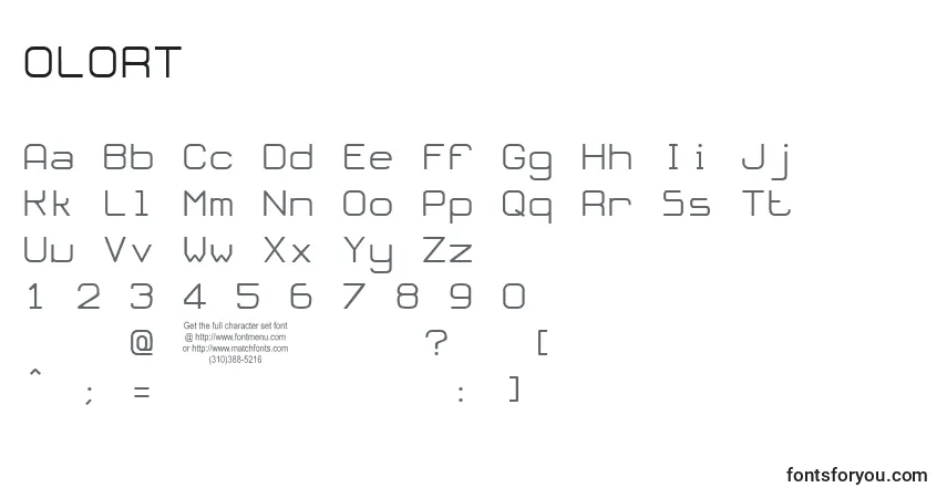 Шрифт OLORT    (136029) – алфавит, цифры, специальные символы