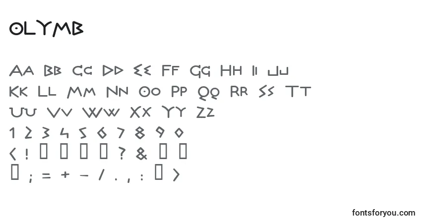 A fonte OLYMB    (136031) – alfabeto, números, caracteres especiais