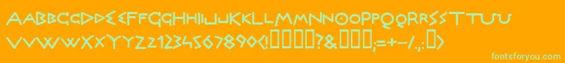 OLYMB   -Schriftart – Grüne Schriften auf orangefarbenem Hintergrund