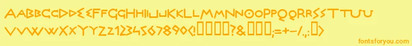 OLYMB   -Schriftart – Orangefarbene Schriften auf gelbem Hintergrund