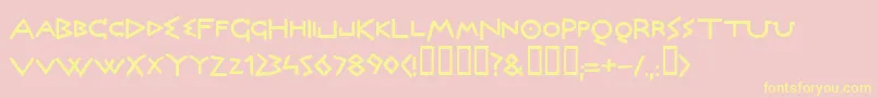 OLYMB   -fontti – keltaiset fontit vaaleanpunaisella taustalla