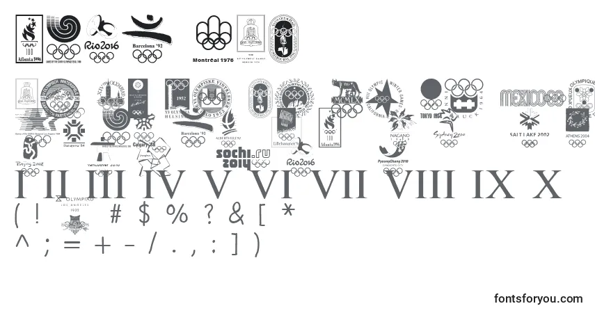 Schriftart OLYMPIAD XXX – Alphabet, Zahlen, spezielle Symbole