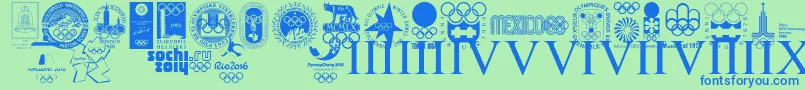 Шрифт OLYMPIAD XXX – синие шрифты на зелёном фоне