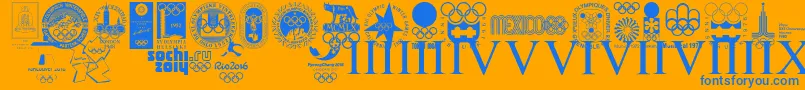 OLYMPIAD XXX Font – Blue Fonts on Orange Background