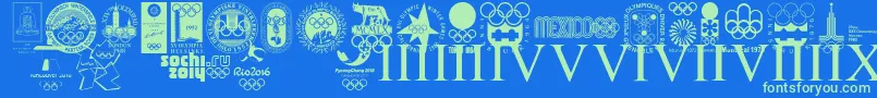 Шрифт OLYMPIAD XXX – зелёные шрифты на синем фоне