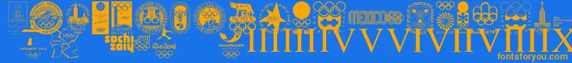 Fonte OLYMPIAD XXX – fontes laranjas em um fundo azul