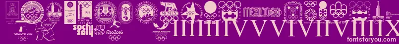 Fonte OLYMPIAD XXX – fontes rosa em um fundo violeta