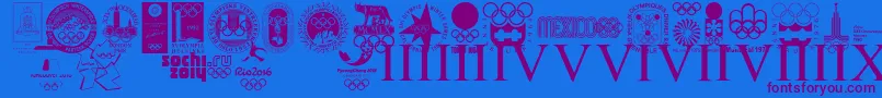 フォントOLYMPIAD XXX – 紫色のフォント、青い背景