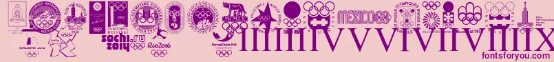 OLYMPIAD XXX-fontti – violetit fontit vaaleanpunaisella taustalla