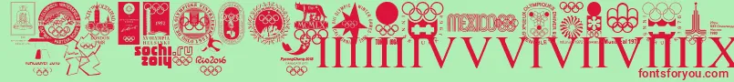 Шрифт OLYMPIAD XXX – красные шрифты на зелёном фоне