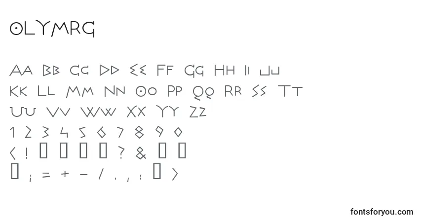 A fonte OLYMRG   (136033) – alfabeto, números, caracteres especiais