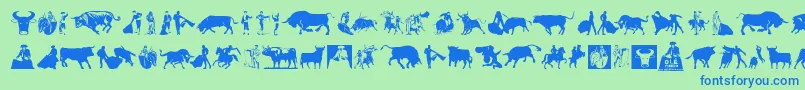 OlР’ Torero Font – Blue Fonts on Green Background