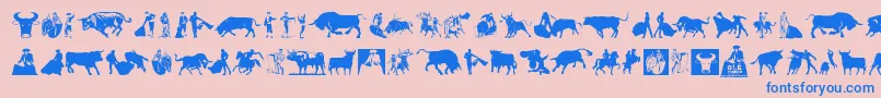 フォントOlР’ Torero – ピンクの背景に青い文字