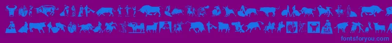 OlР’ Torero-Schriftart – Blaue Schriften auf violettem Hintergrund