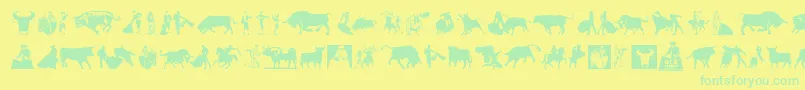 Czcionka OlР’ Torero – zielone czcionki na żółtym tle