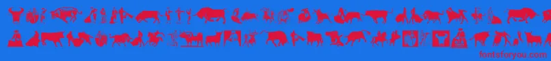 OlР’ Torero Font – Red Fonts on Blue Background