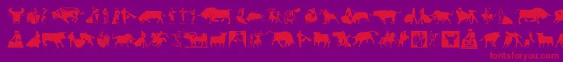 フォントOlР’ Torero – 紫の背景に赤い文字